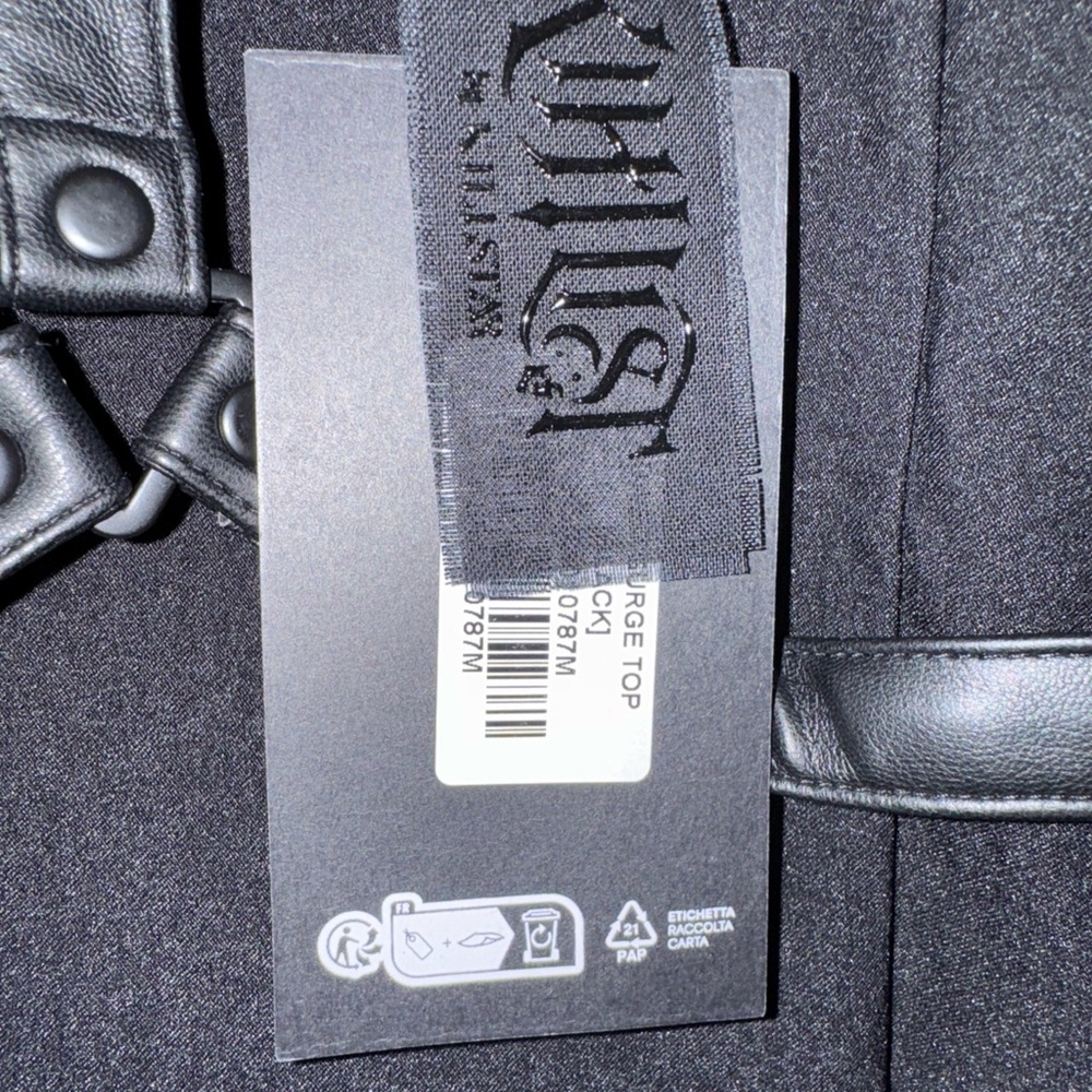 Killstar Power‎ Surge Top Womens M Stretchy Tank Black Faux Leather Straps NWT - Picture 8 of 9